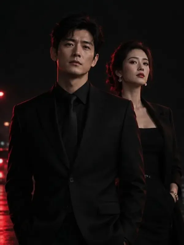 《退役归来,这个保镖不好惹》封面:黑衣保镖与都市女总裁并肩走在夜晚湿润街道
